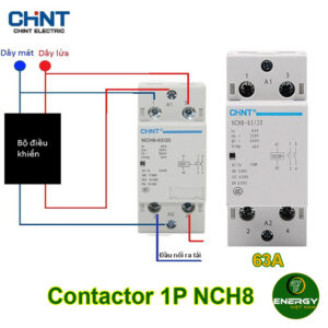 Khởi Động Từ 1 Pha ( Contactor ) CHINT 2P 25A (NCH8-25/20), 40A (NCH8-40/20), 63A (NCH8-63/20) – Thiết Bị ĐIện Energy
