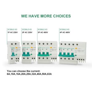 Át chống giật, CB chống giật, Aptomat chống dòng rò, Cầu dao chống dòng rò – Át chống dòng rò SCB8LE 1P+N, 3P+N SUNTREE